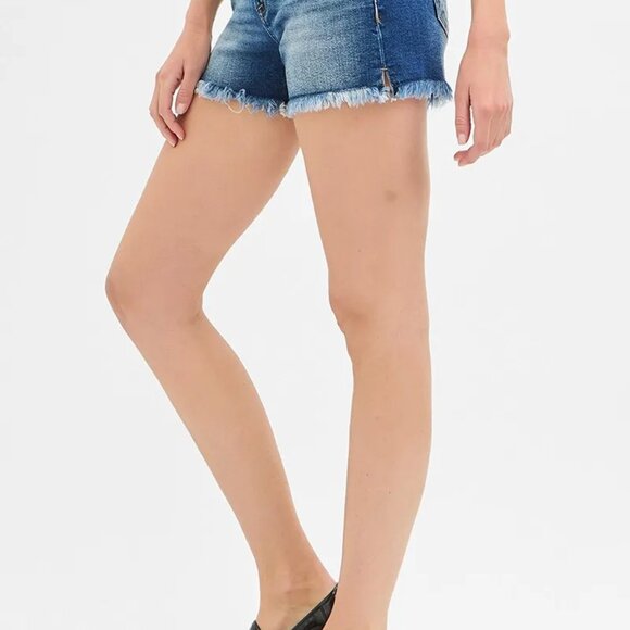 RISEN Full Size Low Rise Frayed Denim Shorts Plus Size - Picture 3 of 8